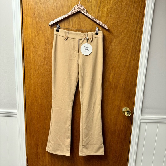 NEW Princess Polly Veronika Pants Flare Leg Trousers Beige US 4 NWT - Picture 7 of 16